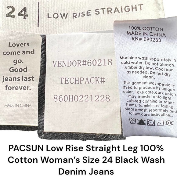 PacSun Womans Jeans Sz 24 Black Wash Low Rise Straight Leg Rigid Denim NEW - Picture 16 of 16